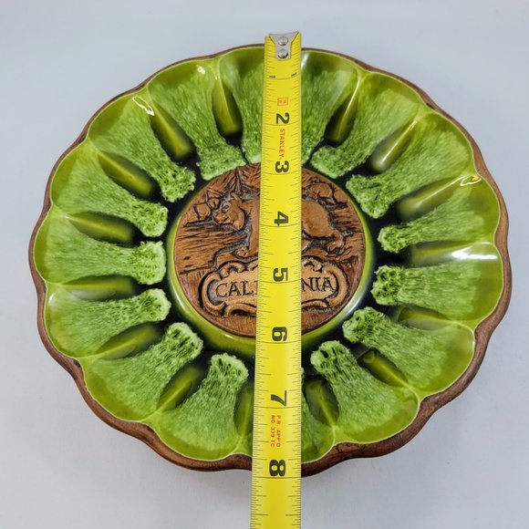 California Treasure Craft Plate California USA Retro Drip Glaze Avocado Green - Picture 10 of 10